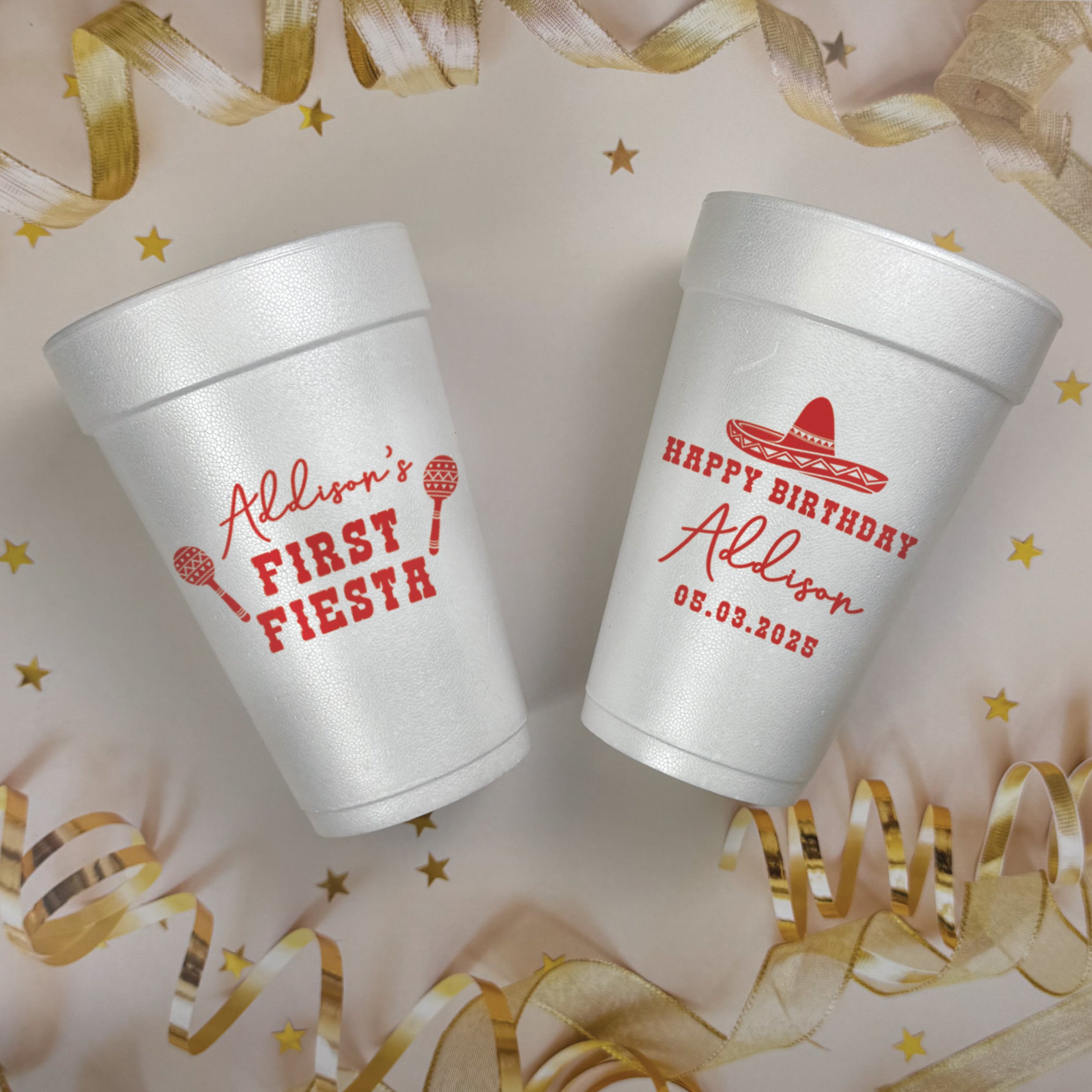 Birthday First Fiesta - Foam Cups