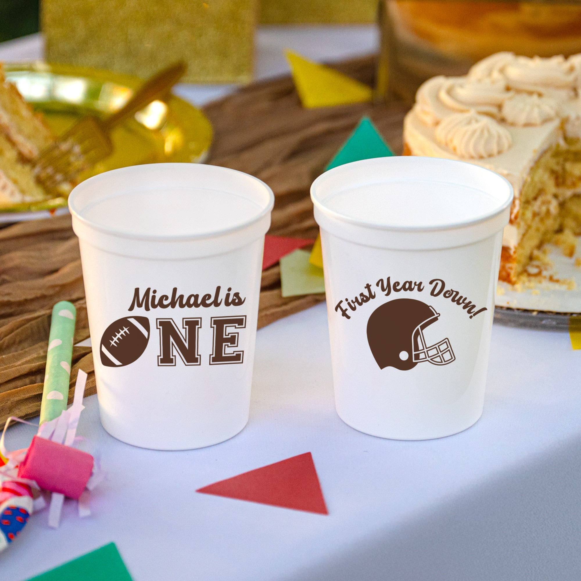 Birthday First Year Football - Stadium Cups