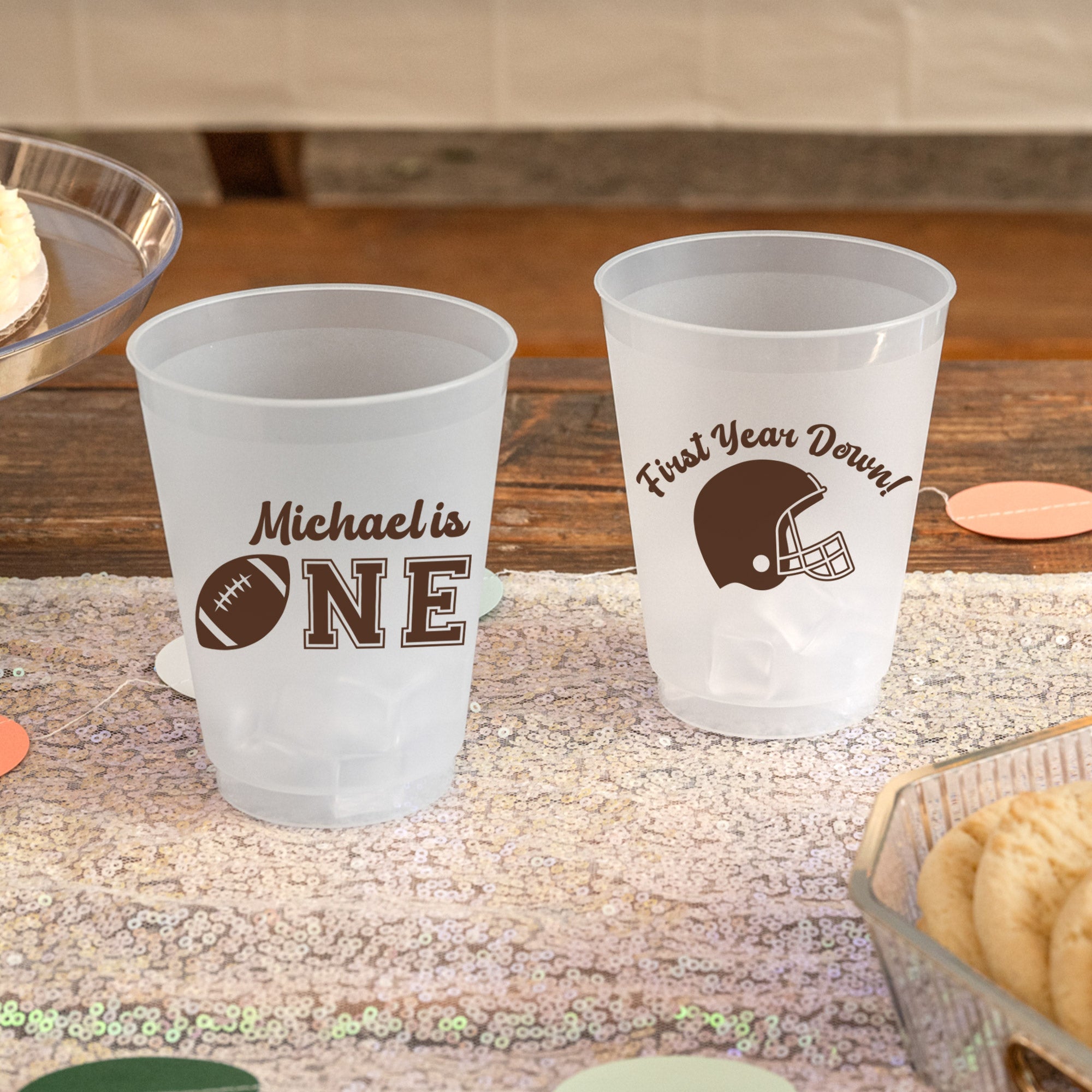 Birthday First Year Football - Frosted Cups