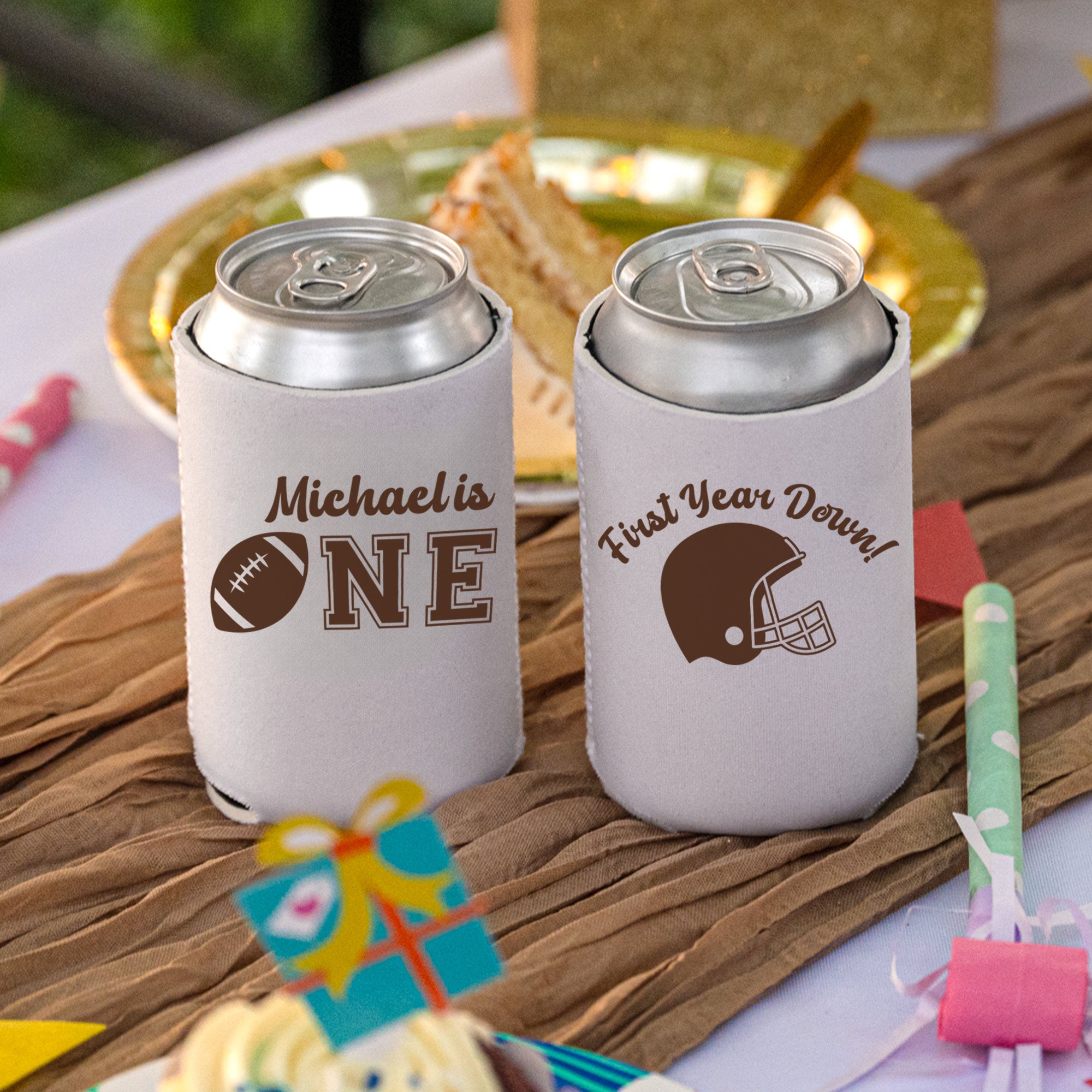 Birthday First Year Football - Can Coolers