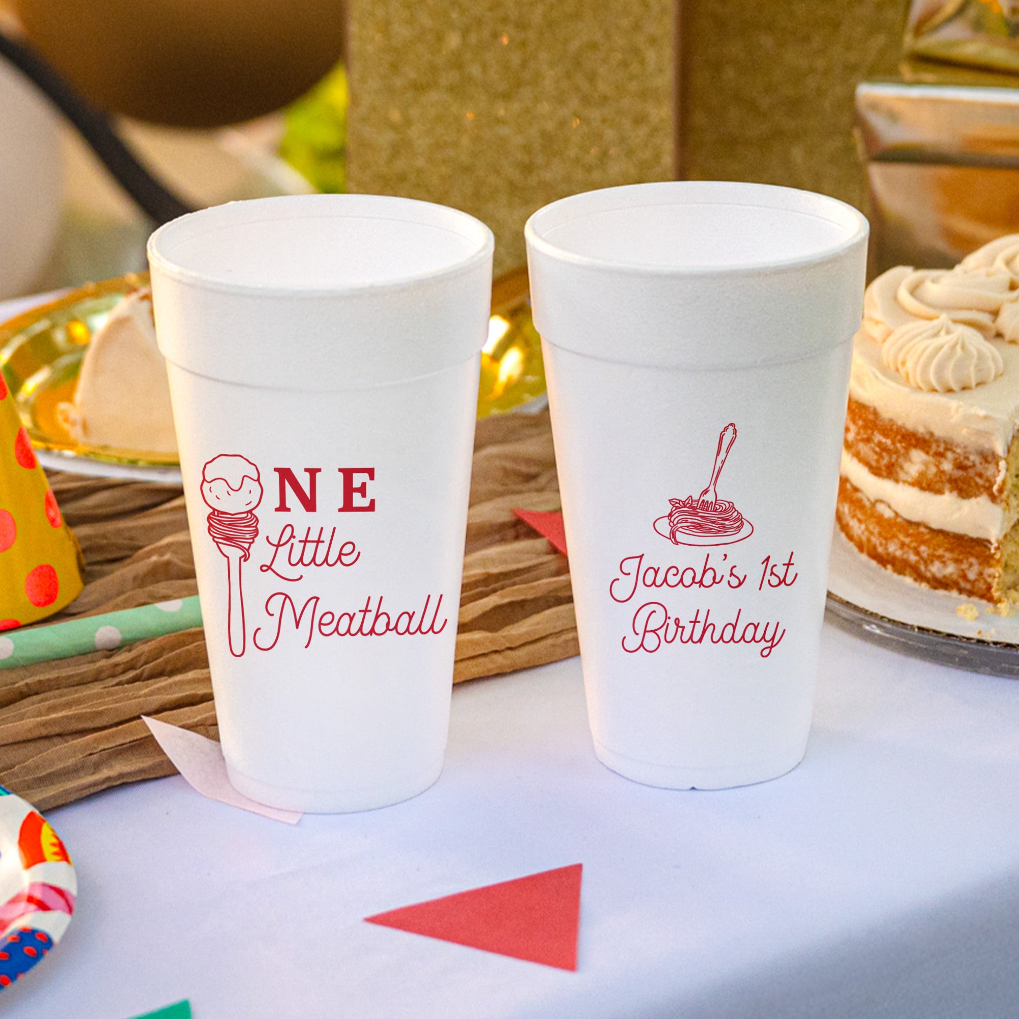Birthday Little Meatball - Foam Cups
