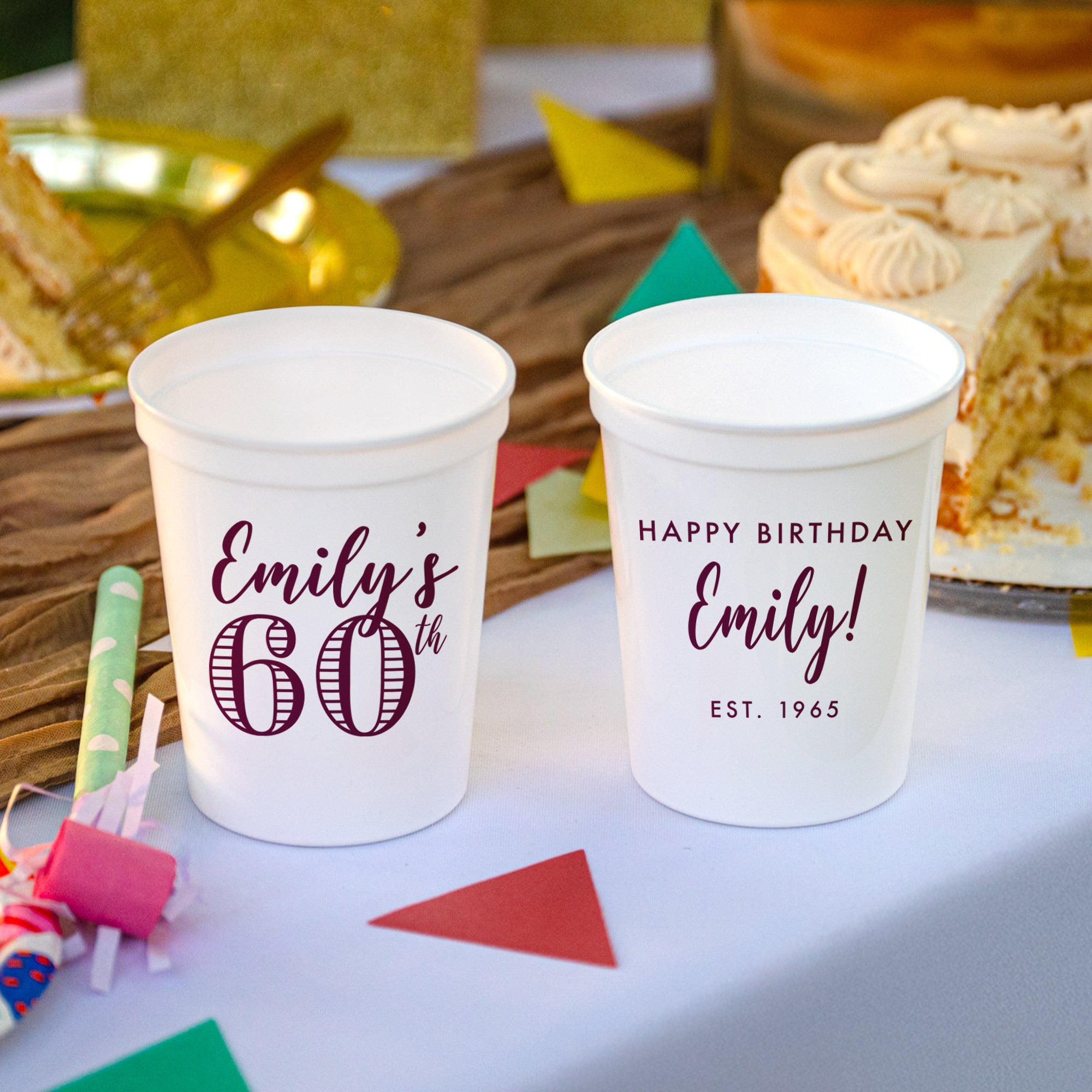 Birthday Striped Number - Stadium Cups