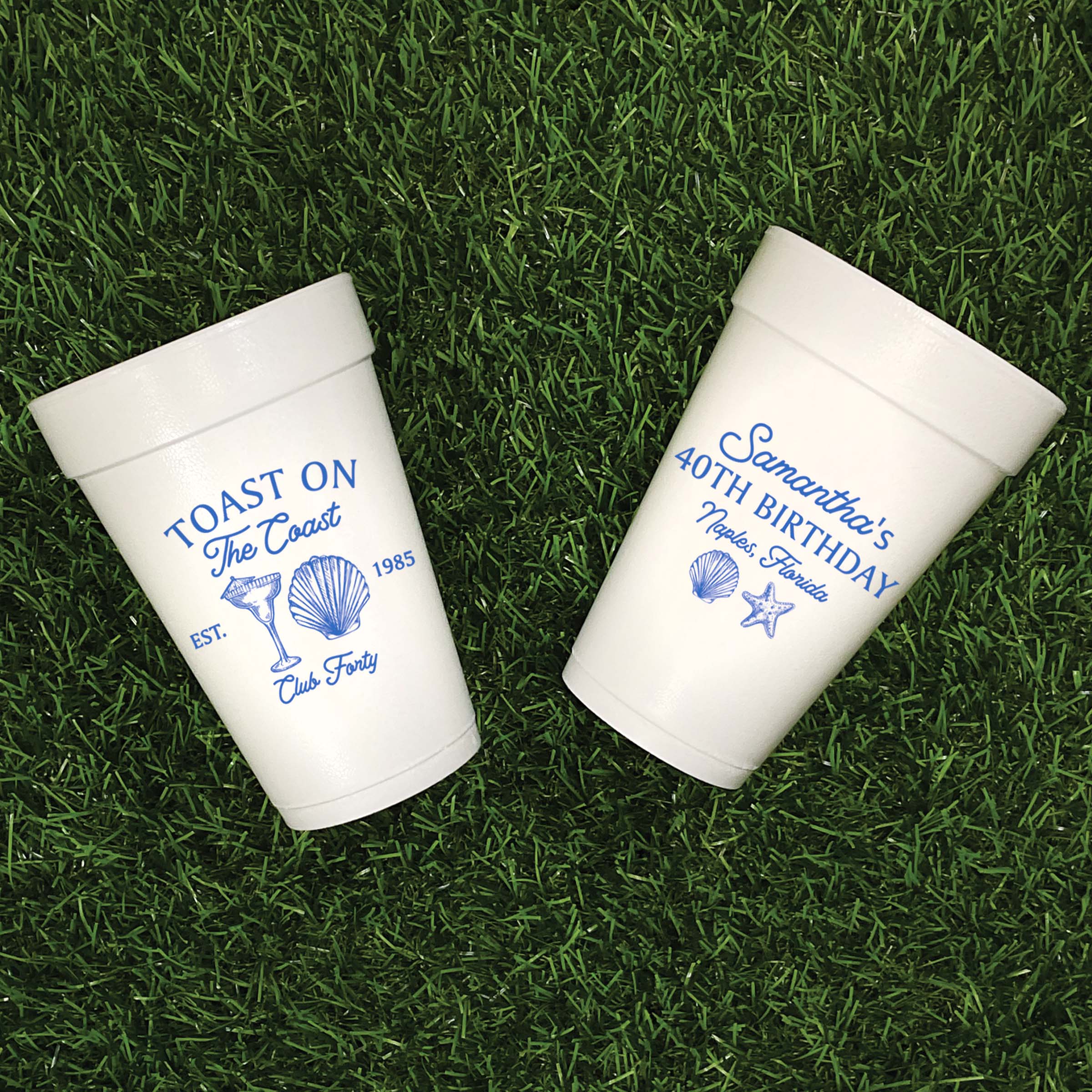 Birthday Toast On The Coast - Foam Cups