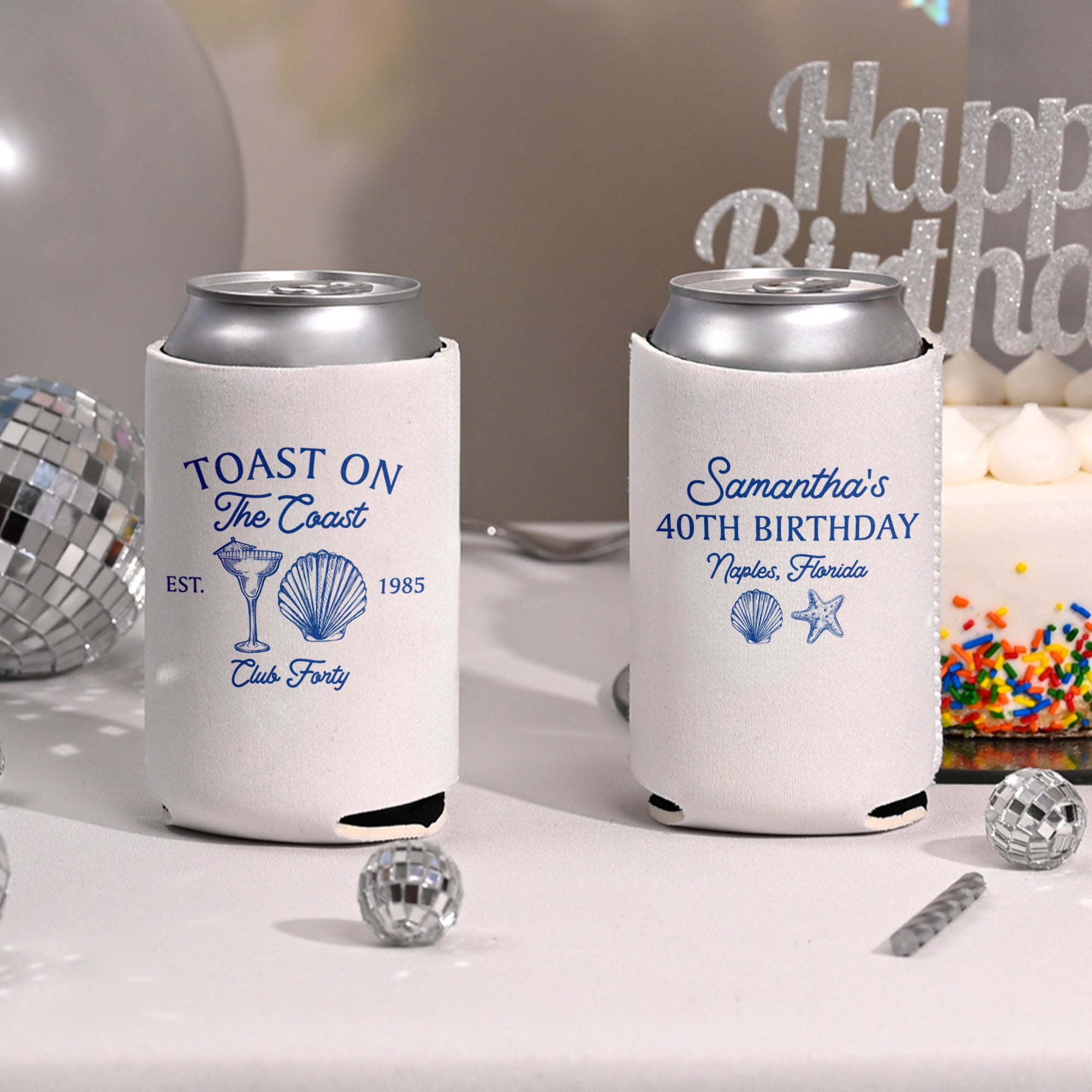 Birthday Toast on The Coast - Can Coolers