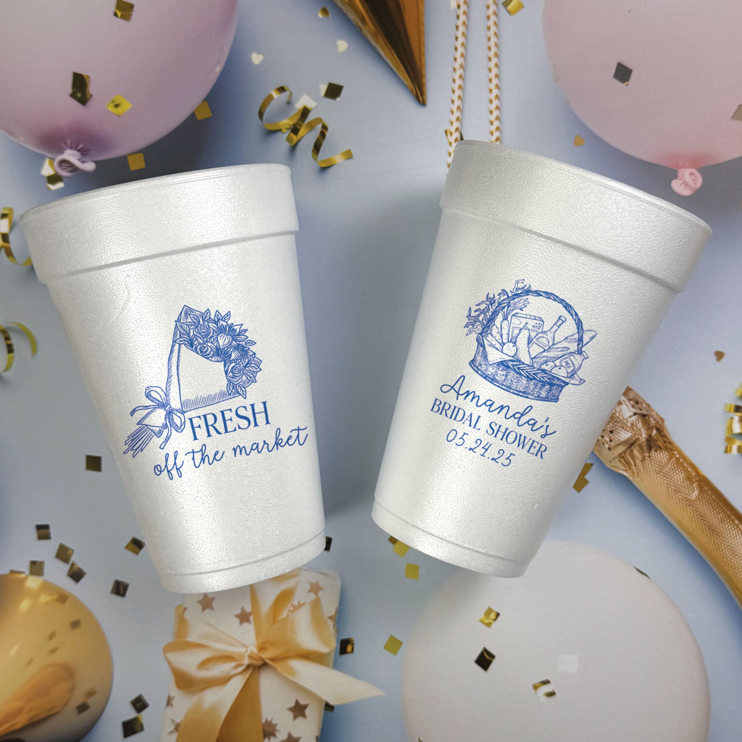 Bridal Shower Fresh Off The Market - Foam Cups