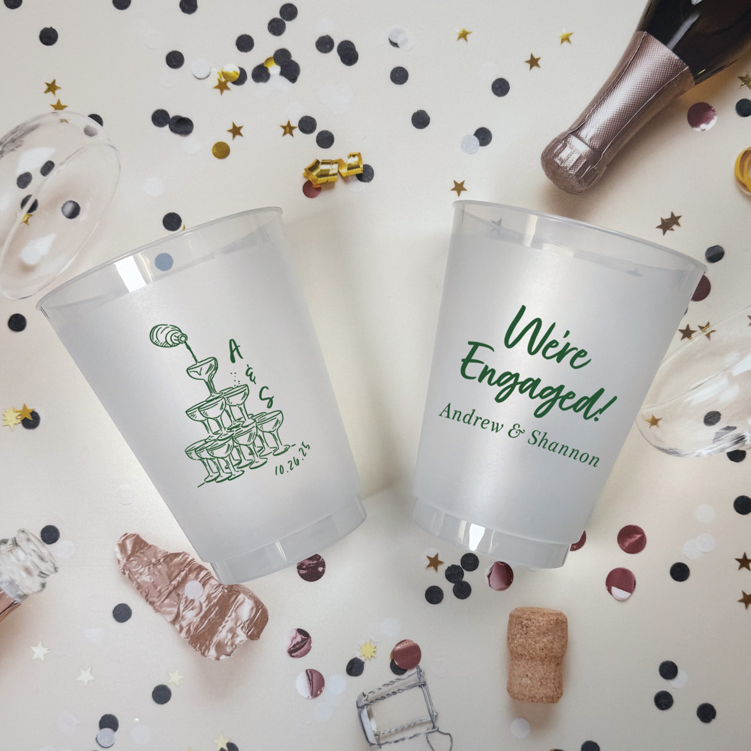 Engagement Champagne Tower - Frosted Cups