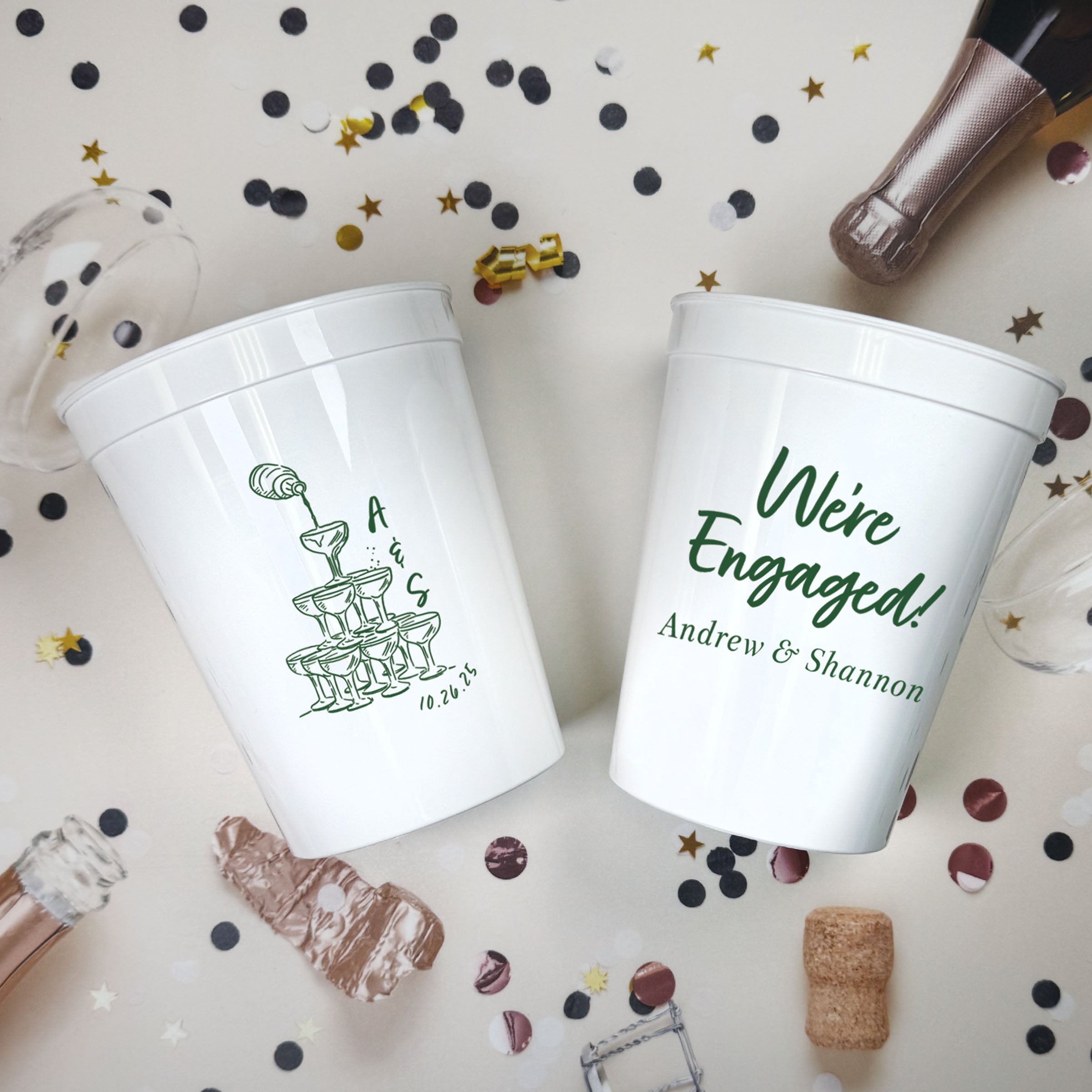 Engagement Champagne Tower - Stadium Cups