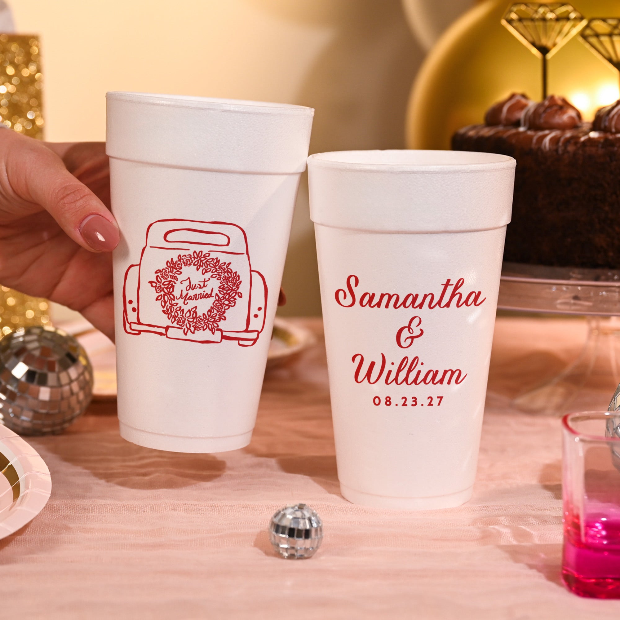 Wedding Just Married - Foam Cups