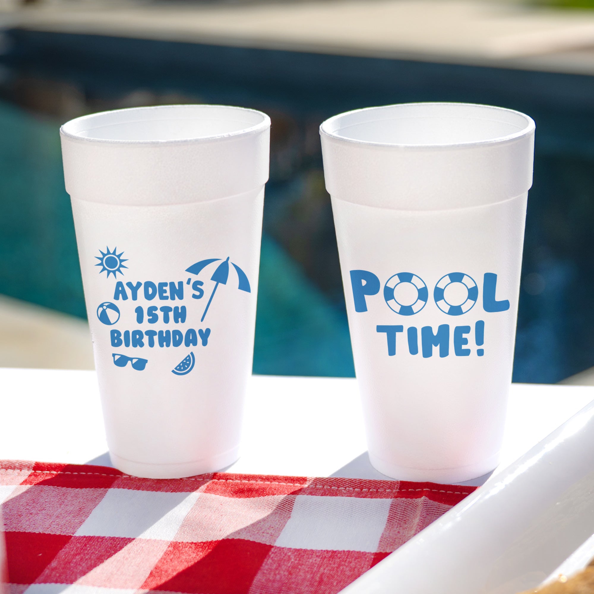 Birthday Pool - Foam Cups