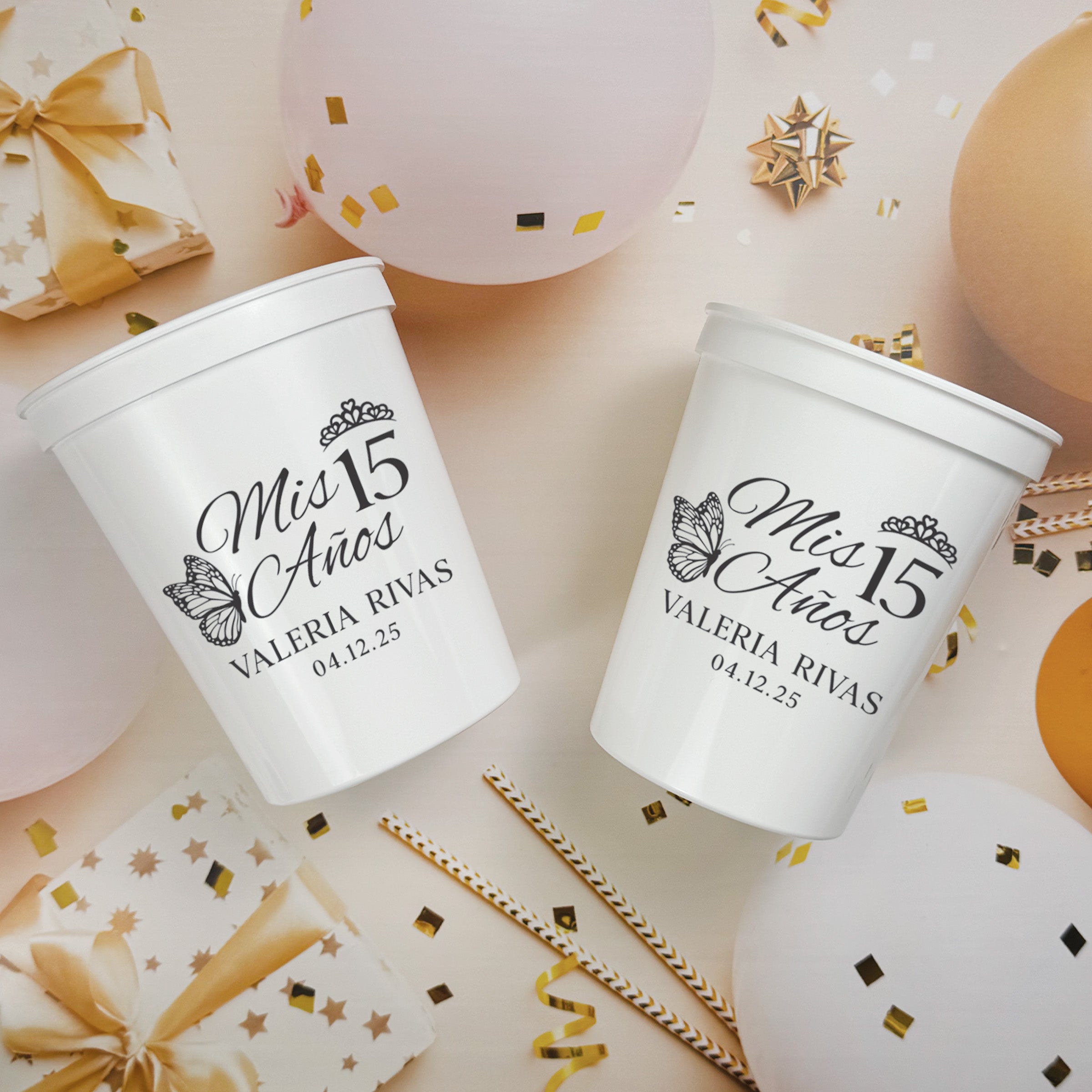 Quinceañera Butterfly - Stadium Cups