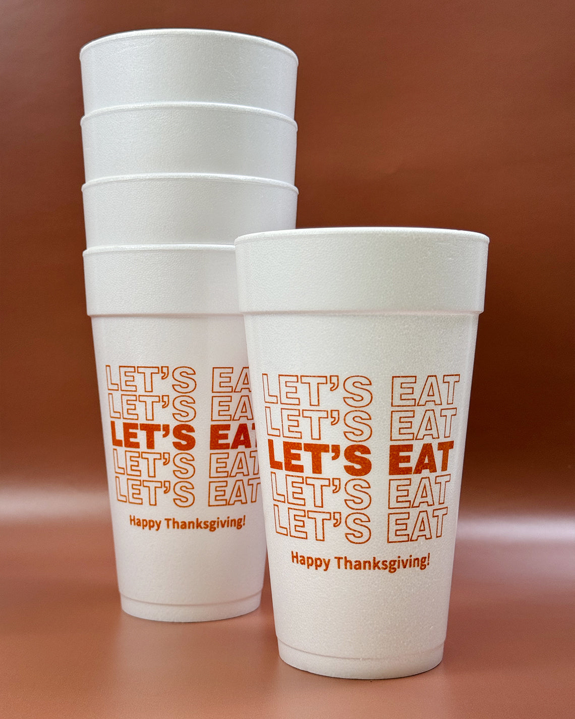 Thanksgiving 20oz Styrofoam Set of 10 - Let's Eat