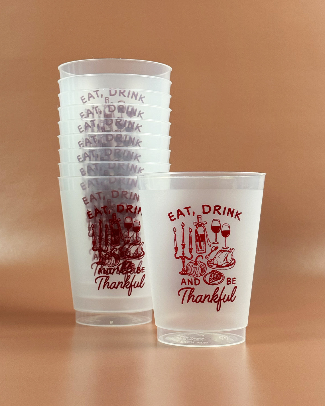 Thanksgiving 16oz Frost Set of 10 - Eat Drink and Be Thankful