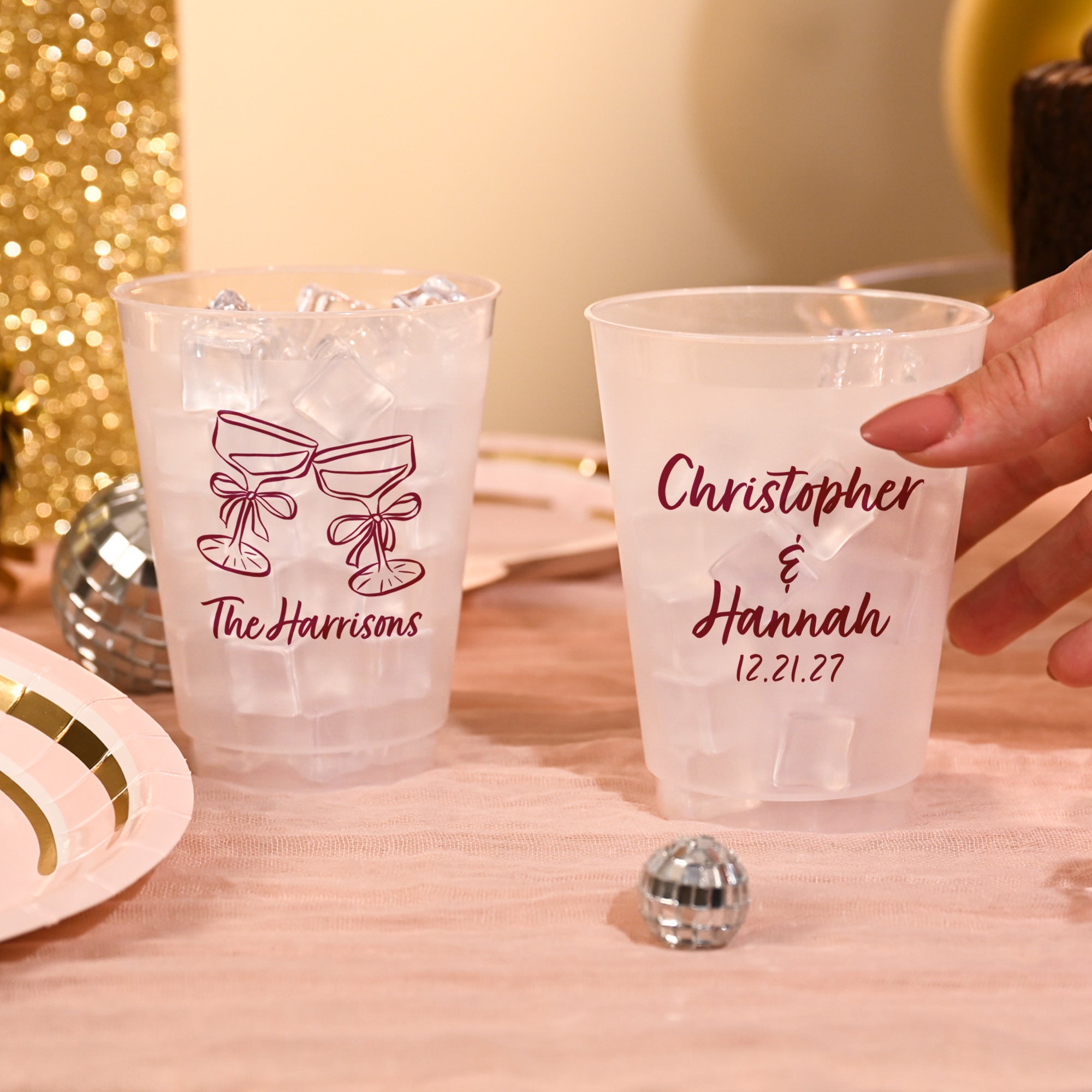 Wedding Bow Cocktail Cheers - Frosted Cups