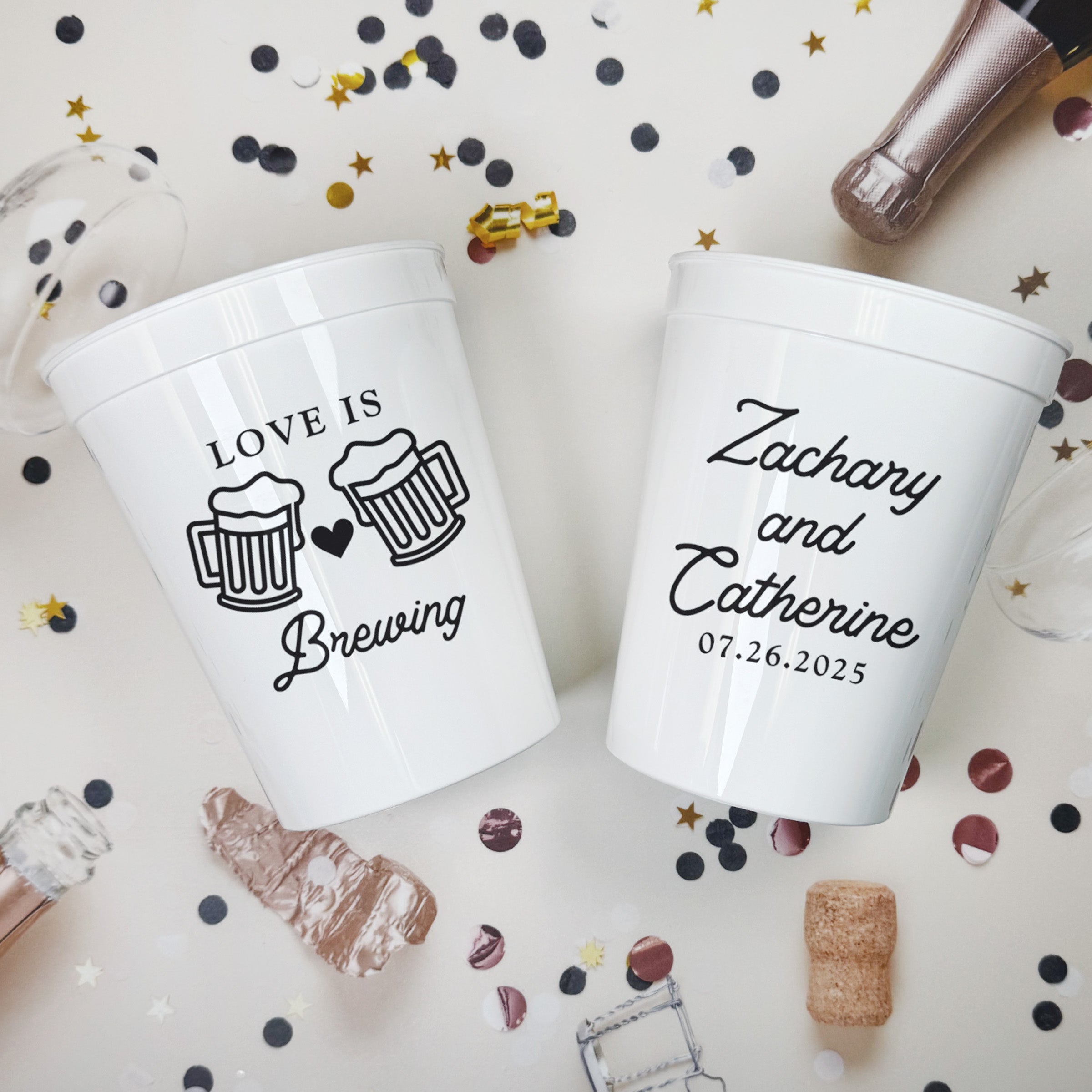 Wedding Love Is Brewing - Stadium Cups