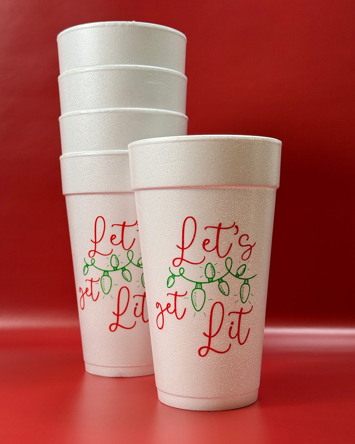 Christmas 20oz Styrofoam Set of 10 - Let's Get Lit