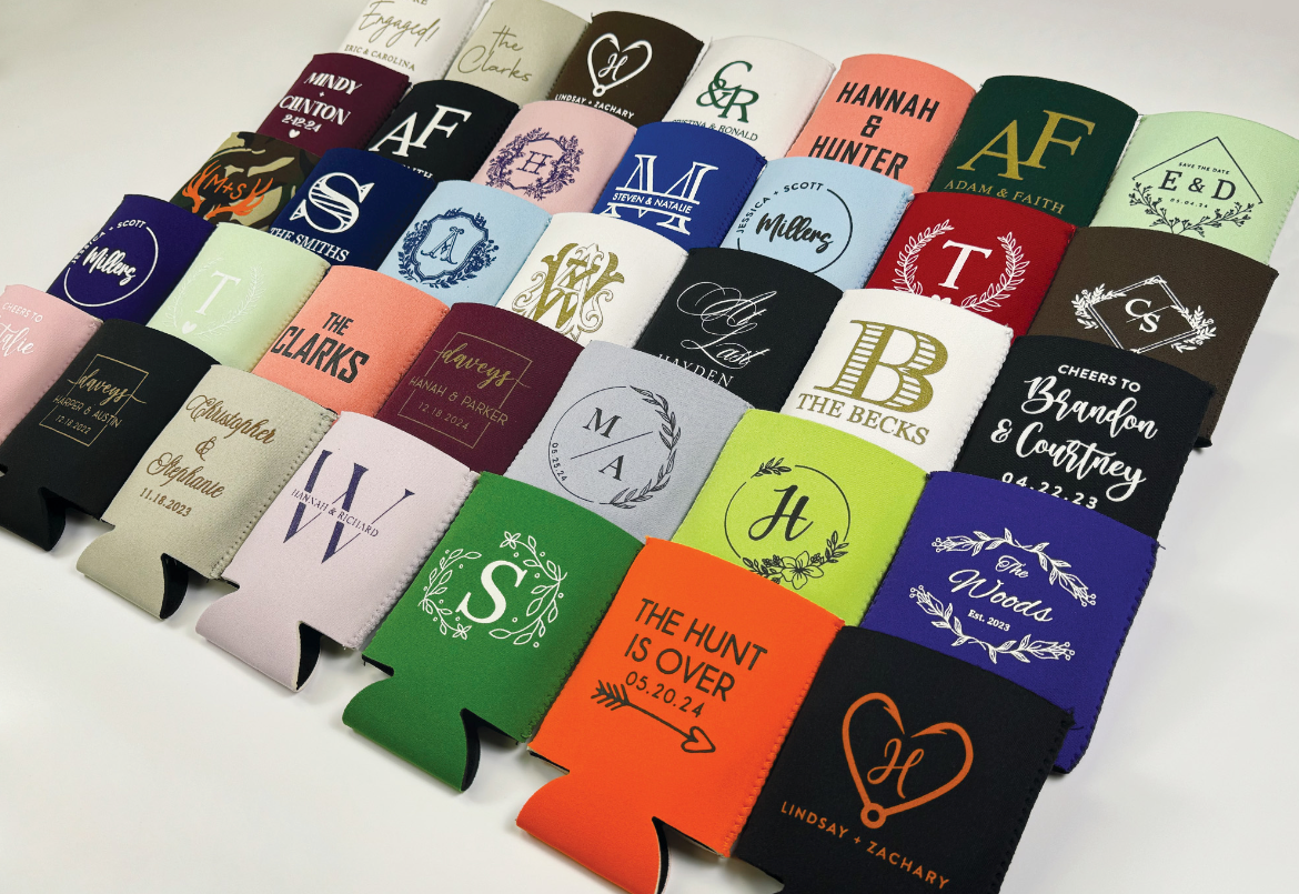 Personalized Wedding Can Coolers (Select Design)