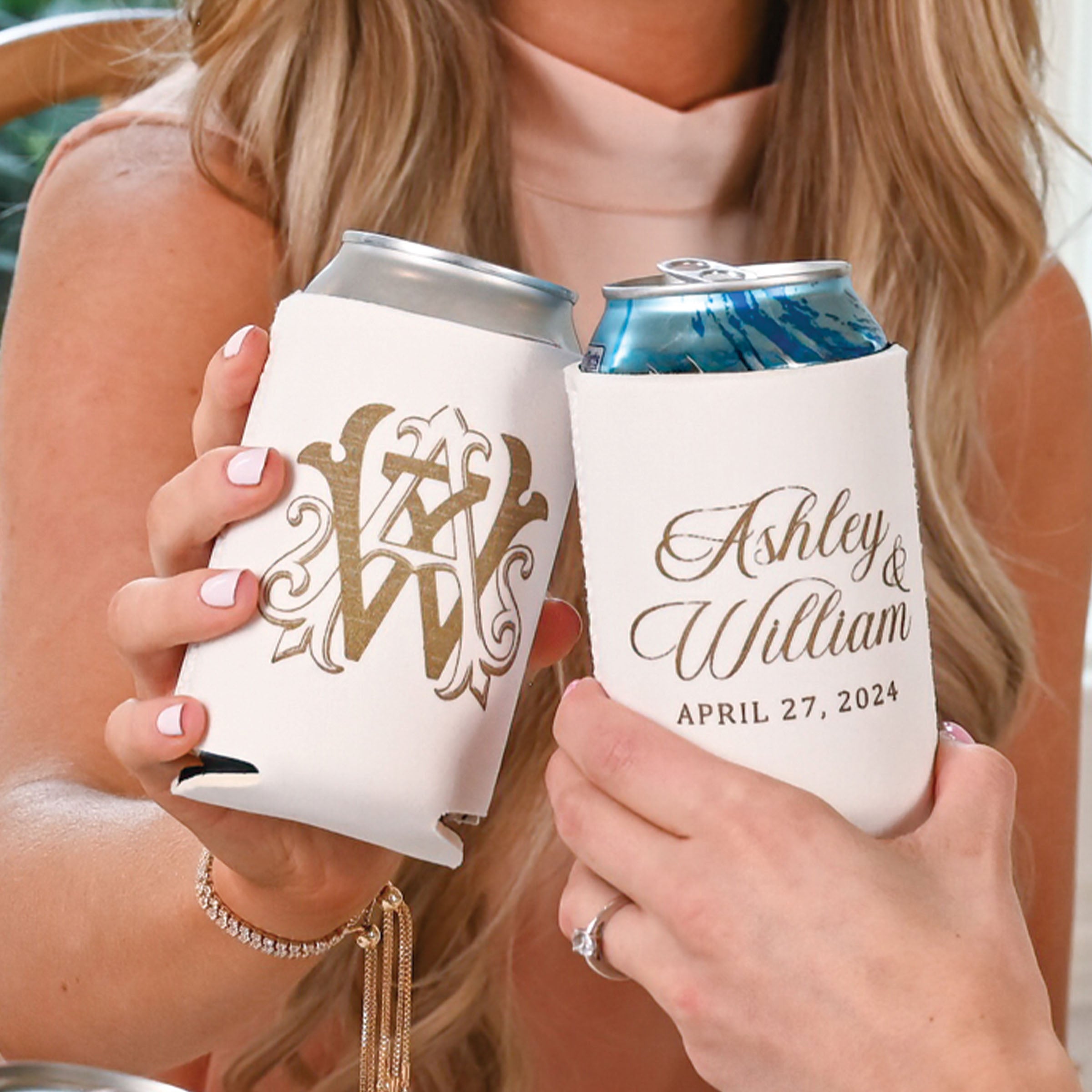 Personalized Wedding Can Coolers - W-24