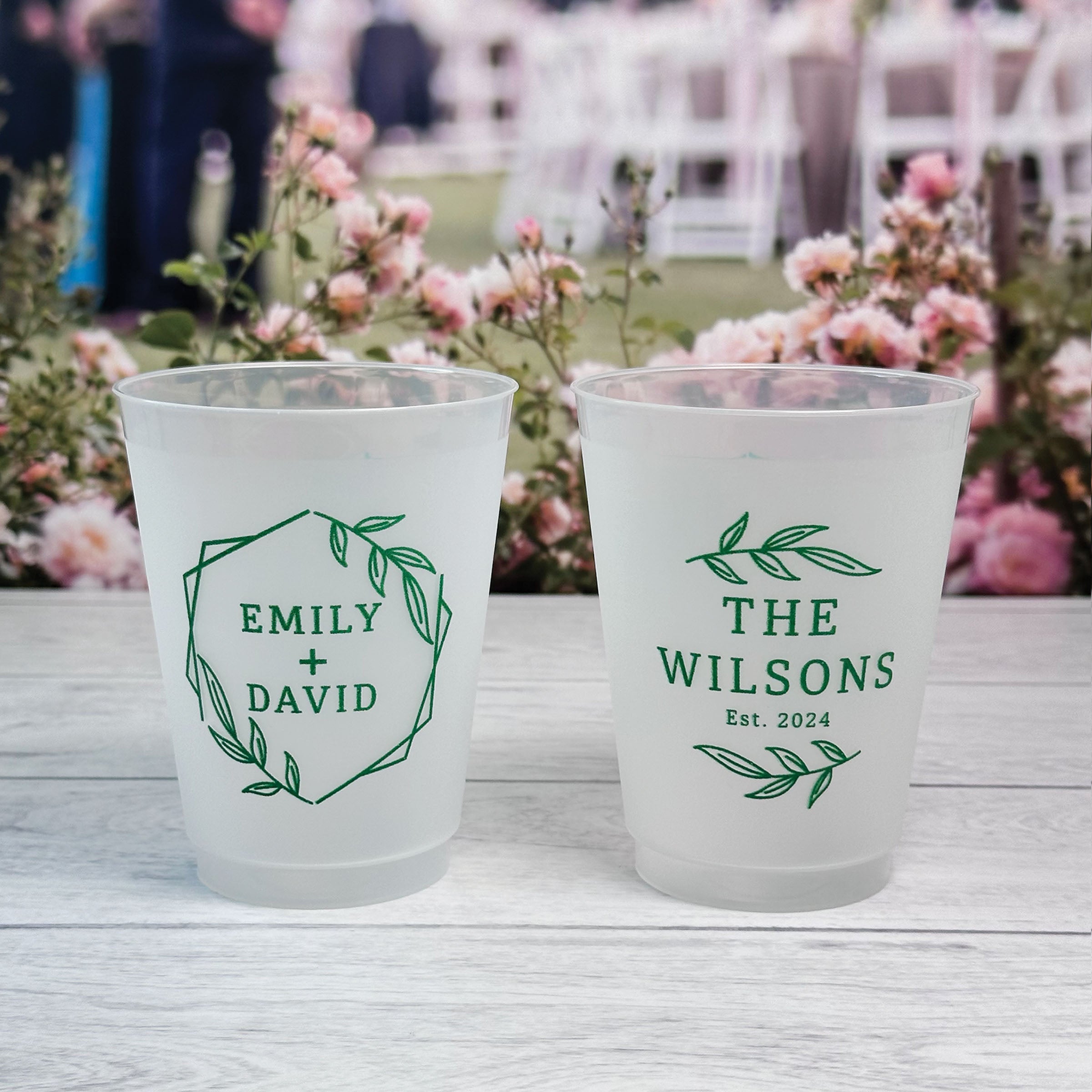Personalized Wedding Frosted Cups - W-10