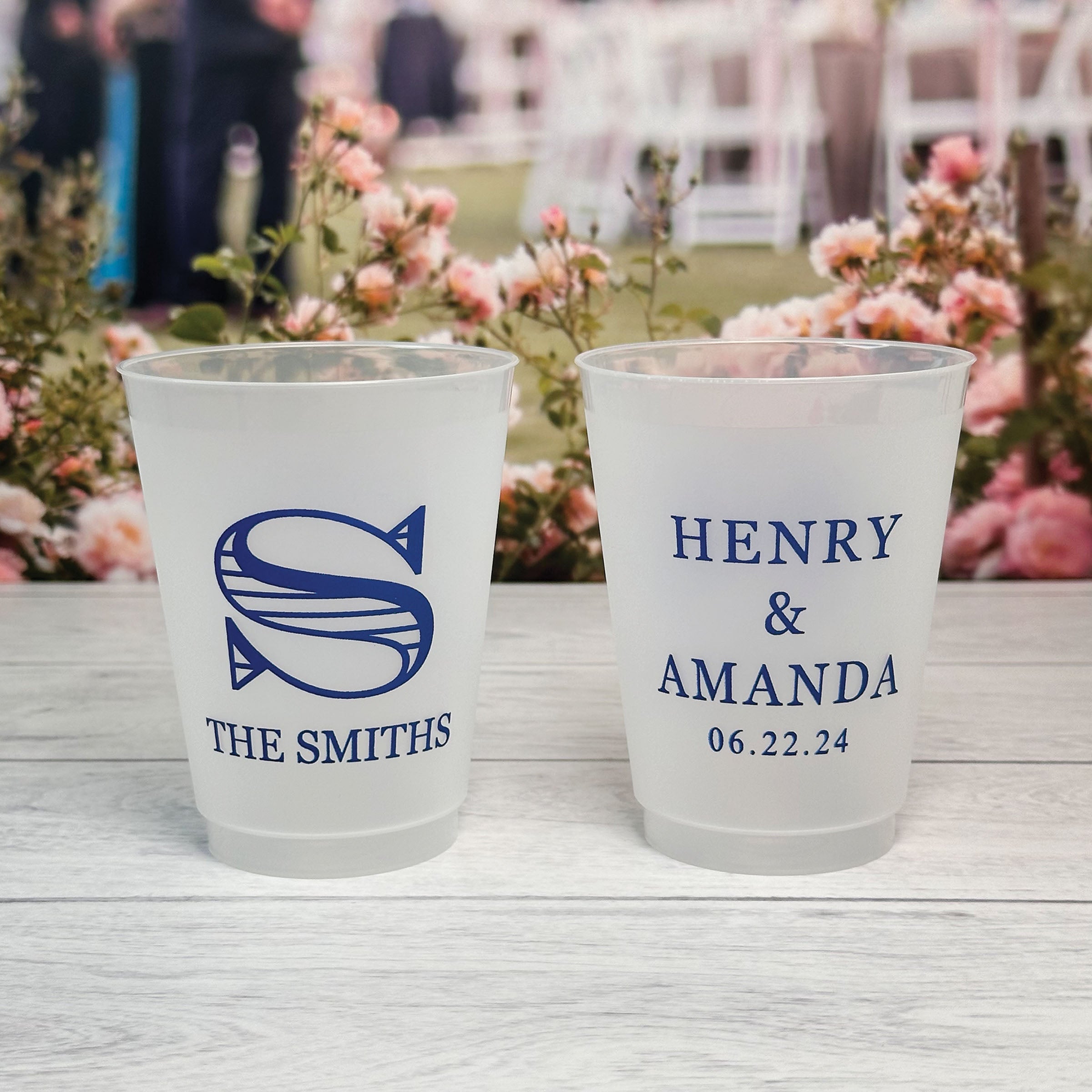 Personalized Wedding Frosted Cups - W-14