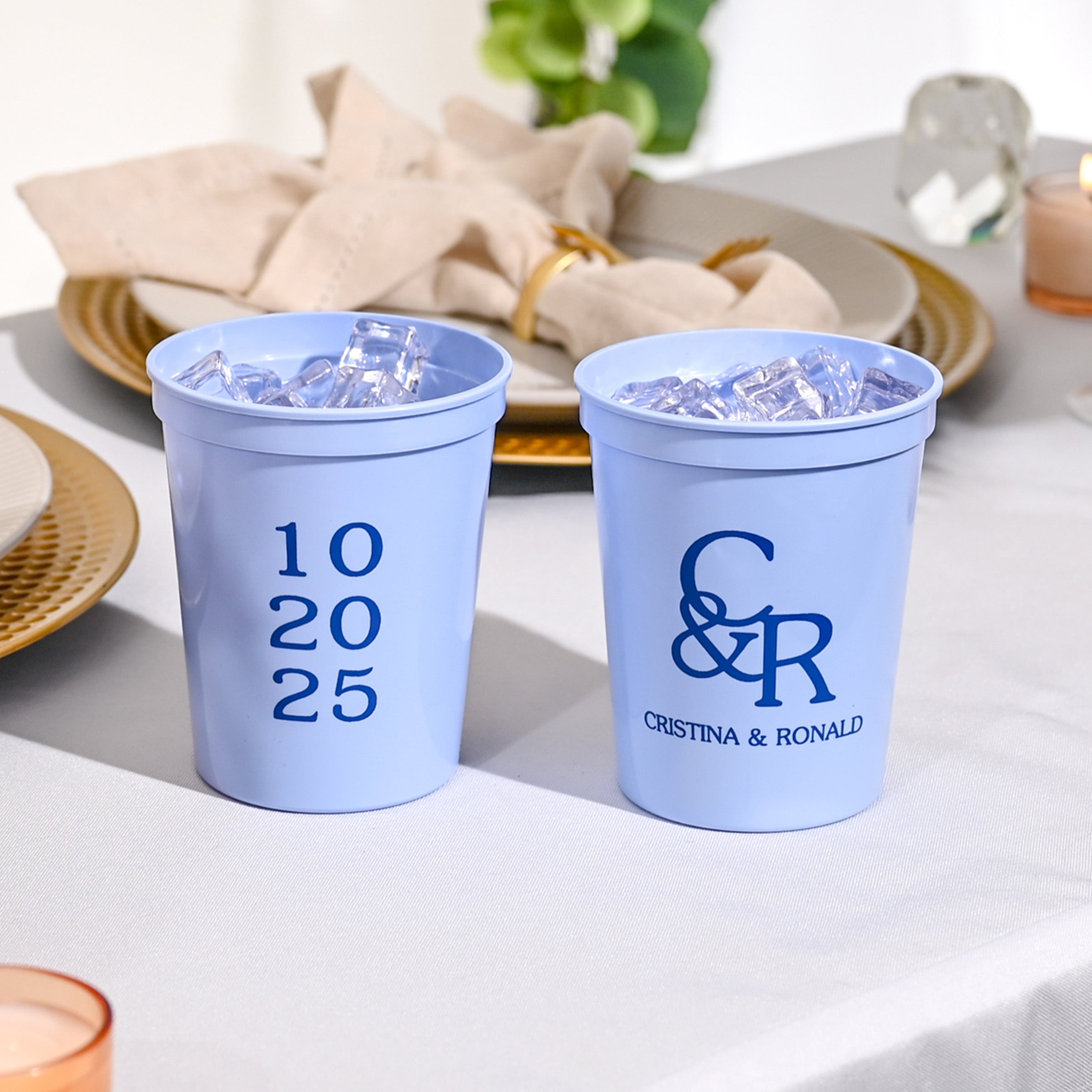 Personalized Wedding Stadium Cups - W-22