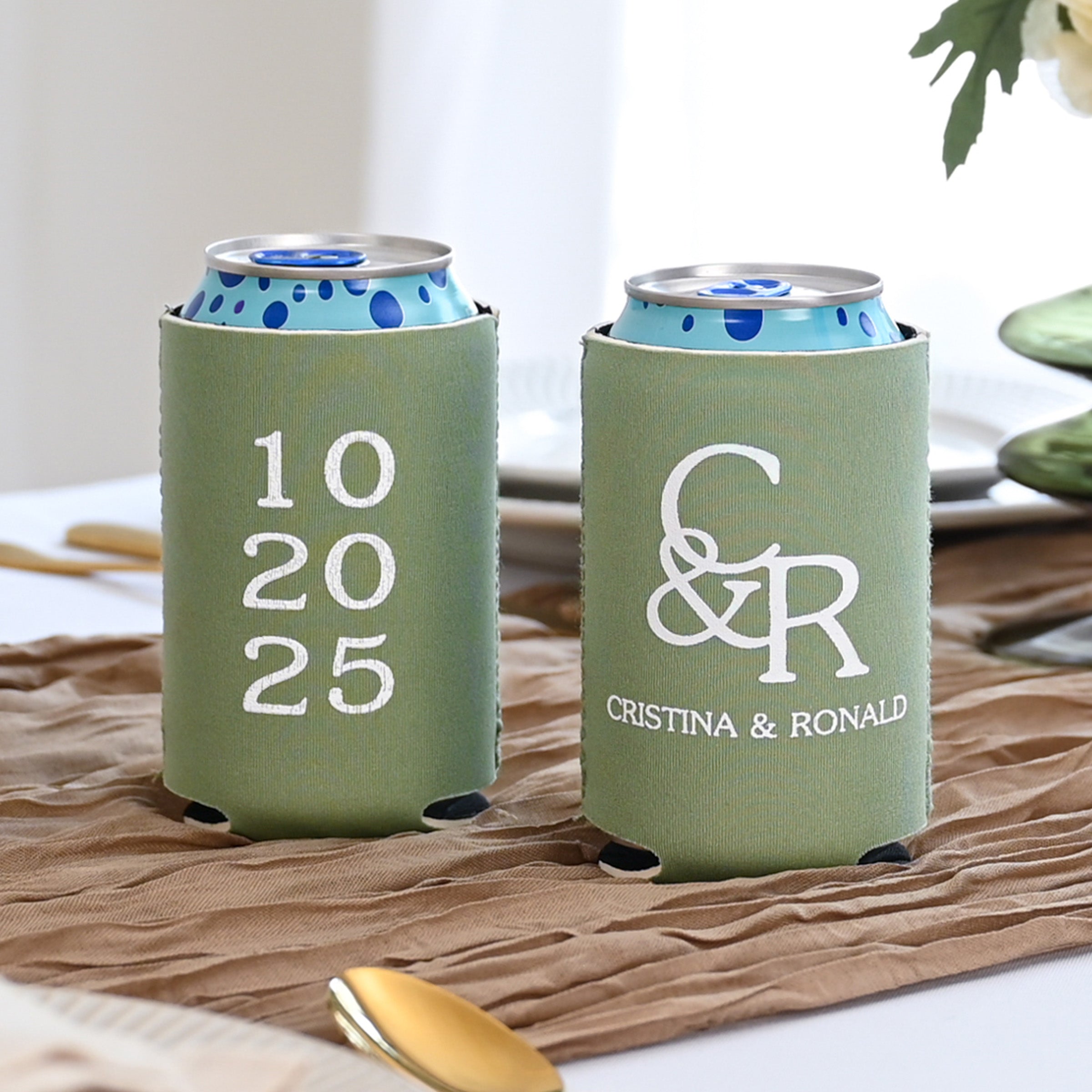 Personalized Wedding Can Coolers - W-22