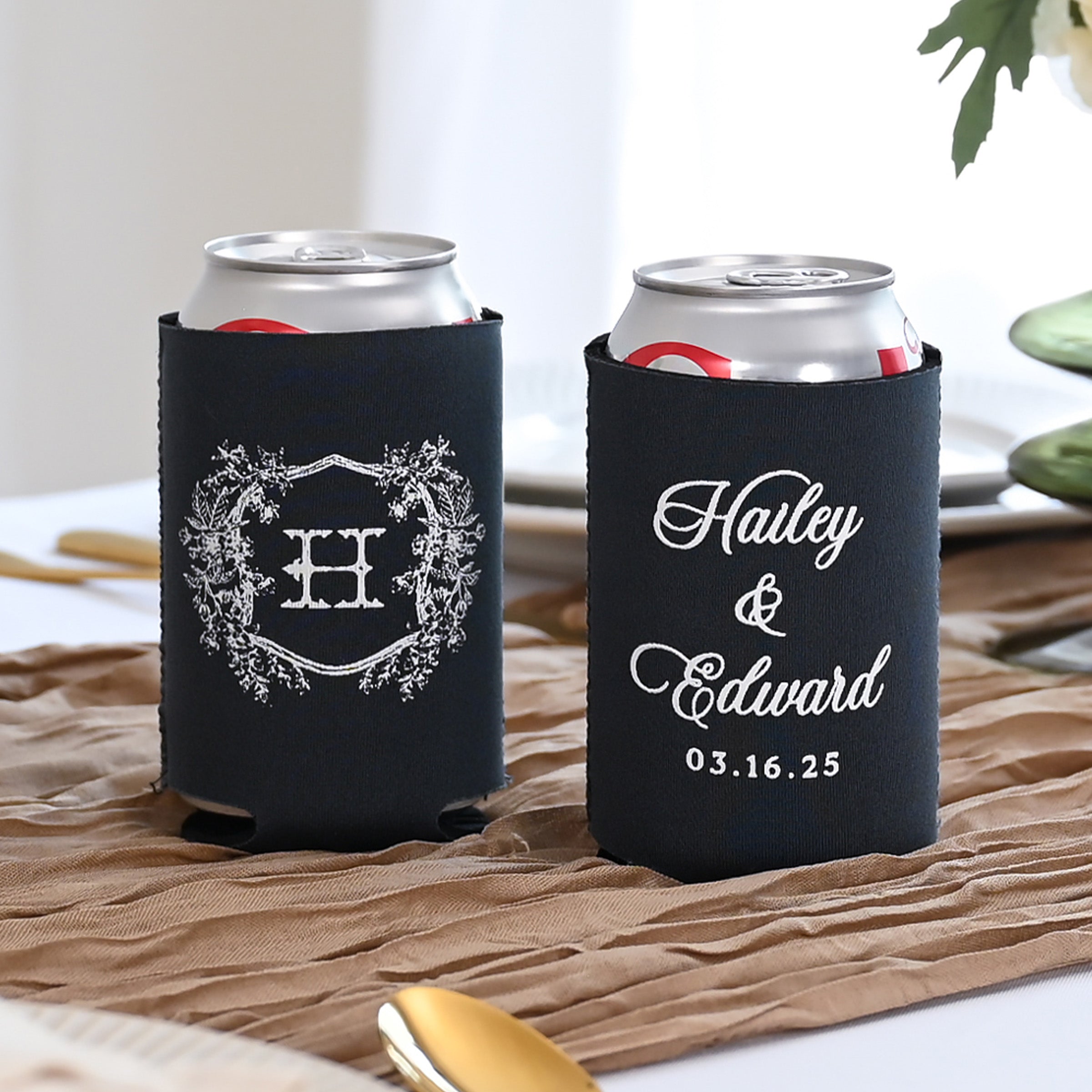 Personalized Wedding Can Coolers - W-4