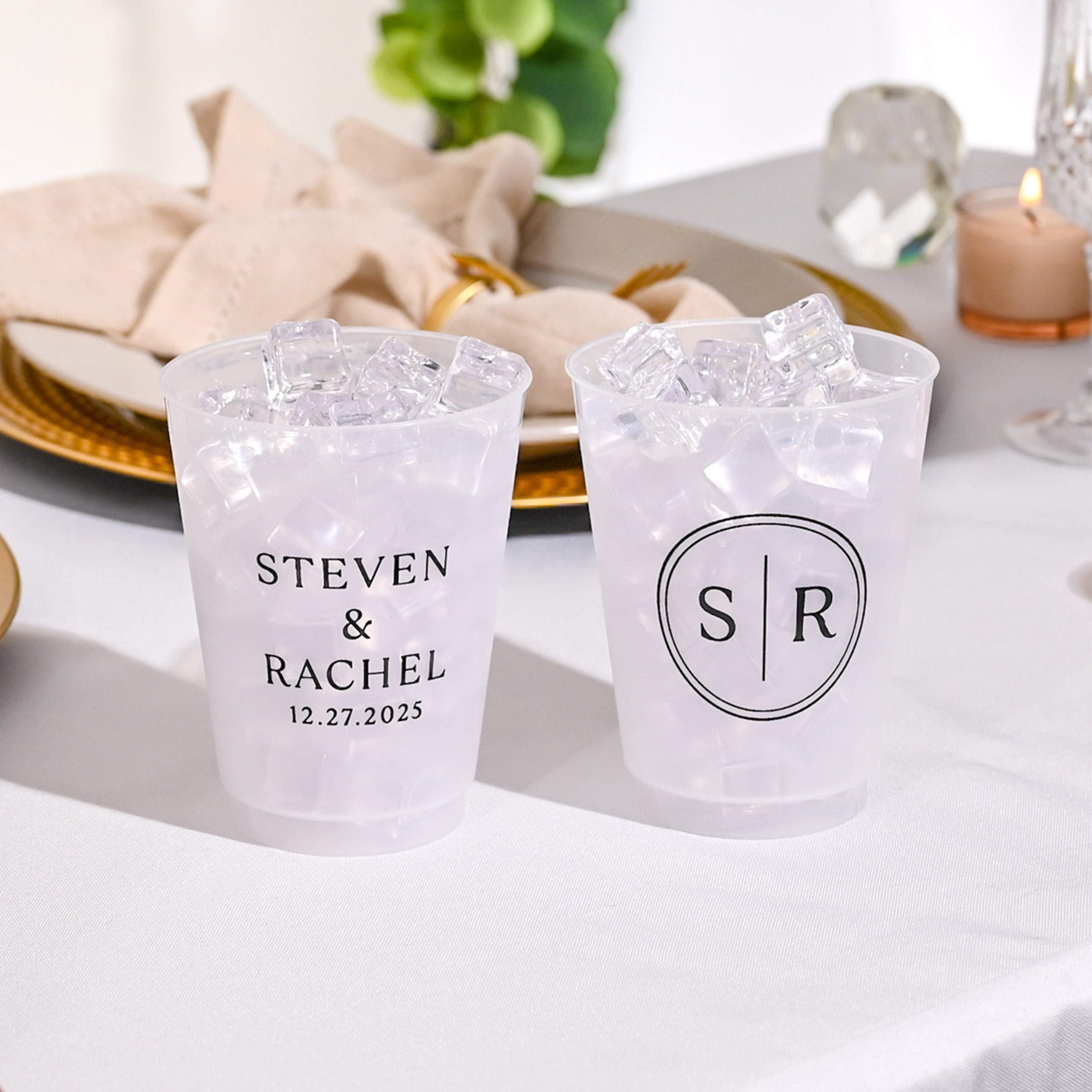 Personalized Wedding Frosted Cups - W-29