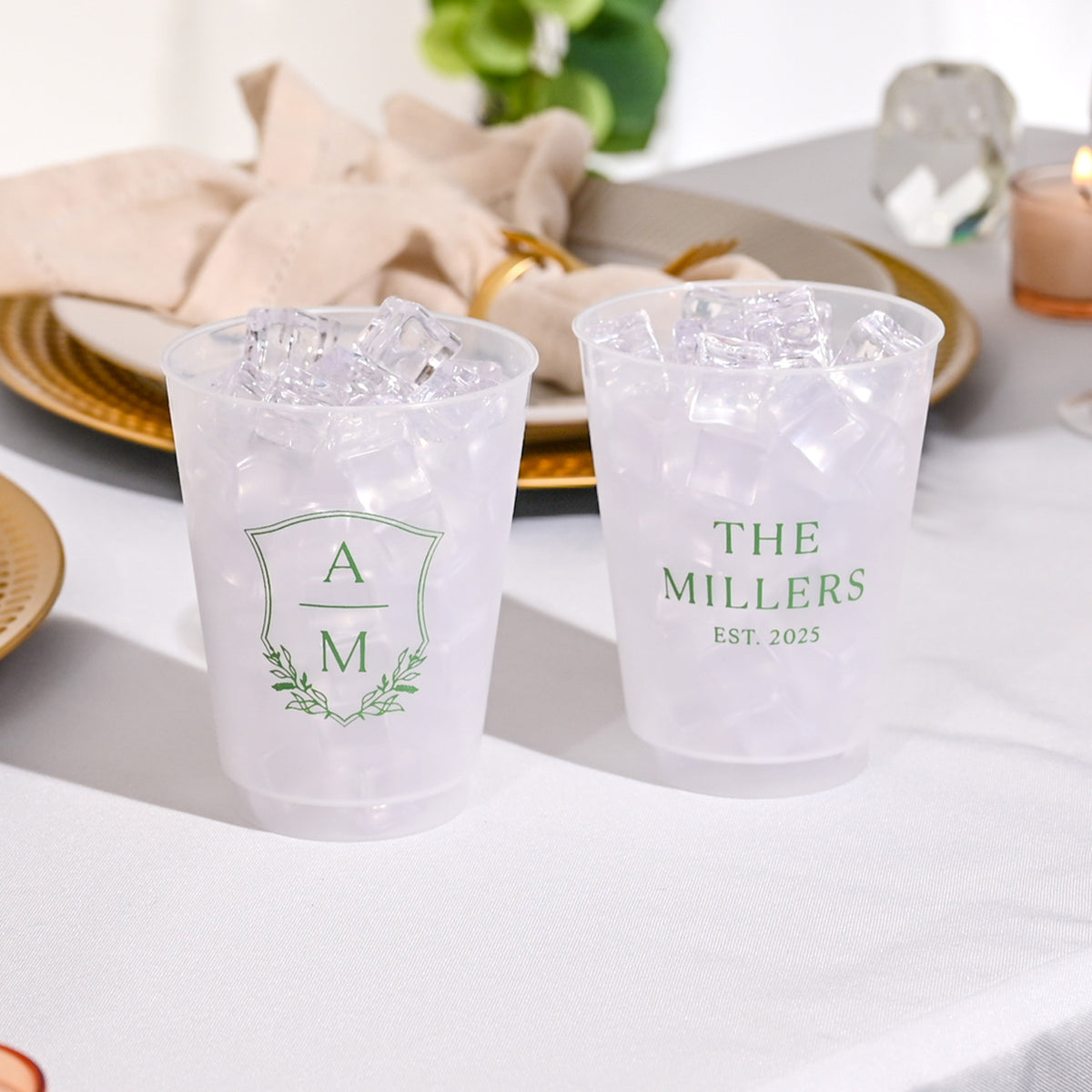 Personalized Wedding Frosted Cups - W-28 Personalized Wedding Frosted Cups - W-28