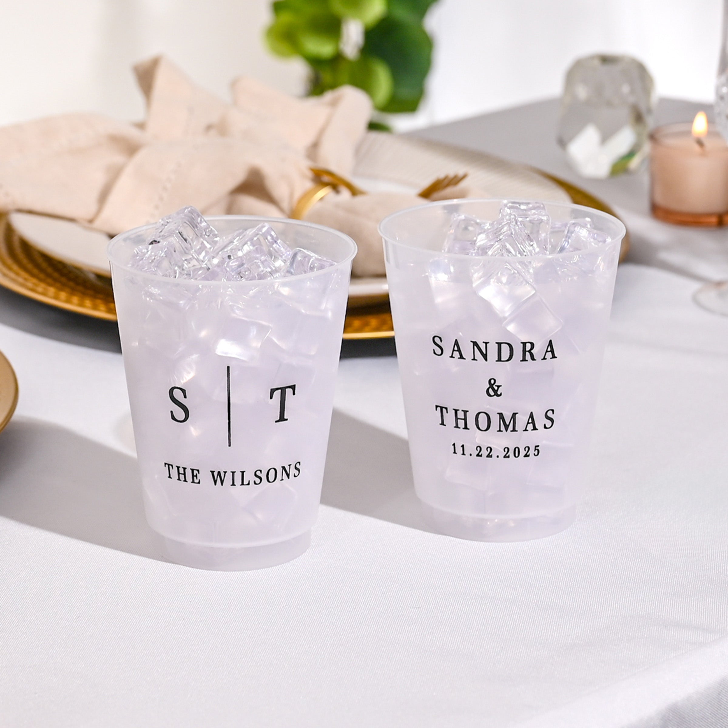 Personalized Wedding Frosted Cups - W-27