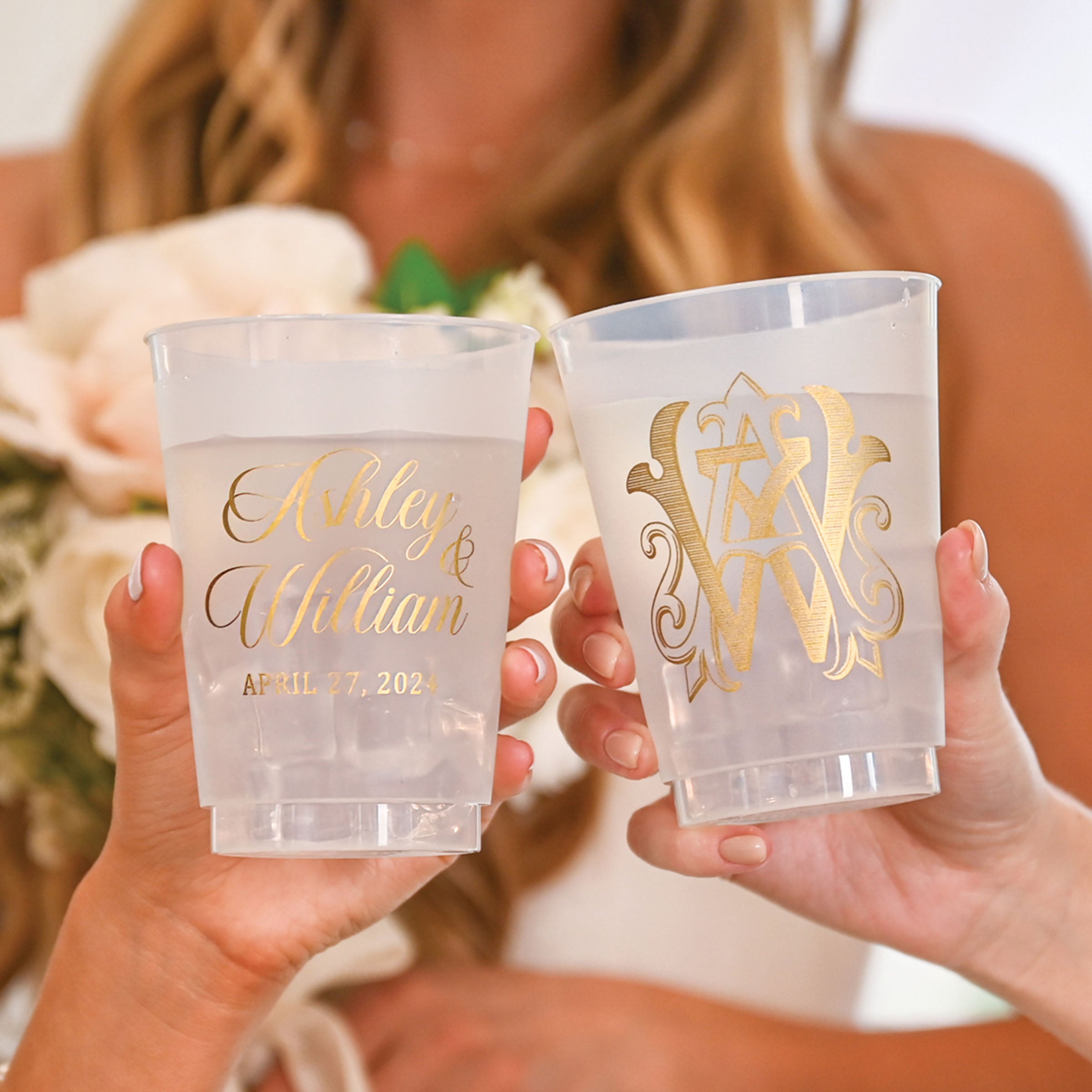 Personalized Wedding Frosted Cups - W-24