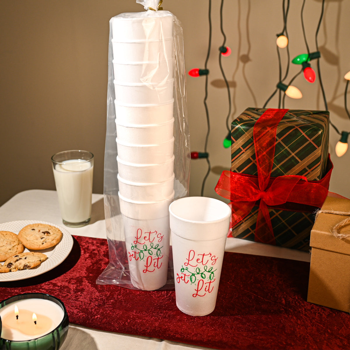 Christmas 20oz Styrofoam Set of 10 - Let's Get Lit