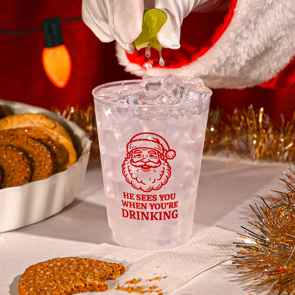Christmas 16oz Frost Set of 10 - He Sees You When You're Drinking
